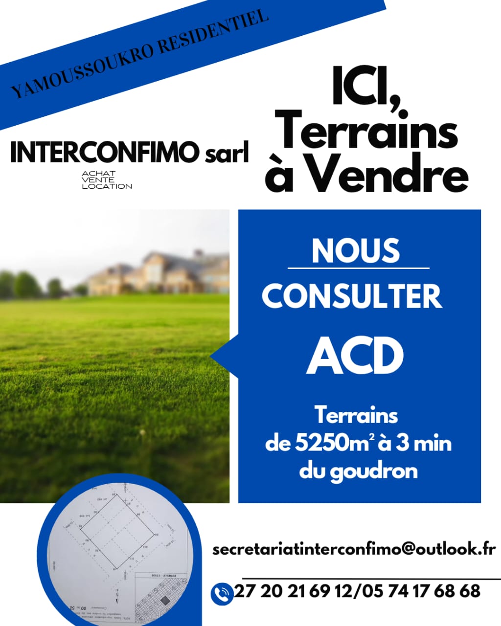 Fiche produit vente terrain yamoussokro